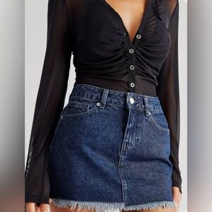 NWT! Free People We the Free Denim Mini in Deep Indigo / Size 10